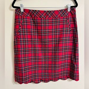 NWT Talbots red plaid skirt with scalloped hem. Size 12.